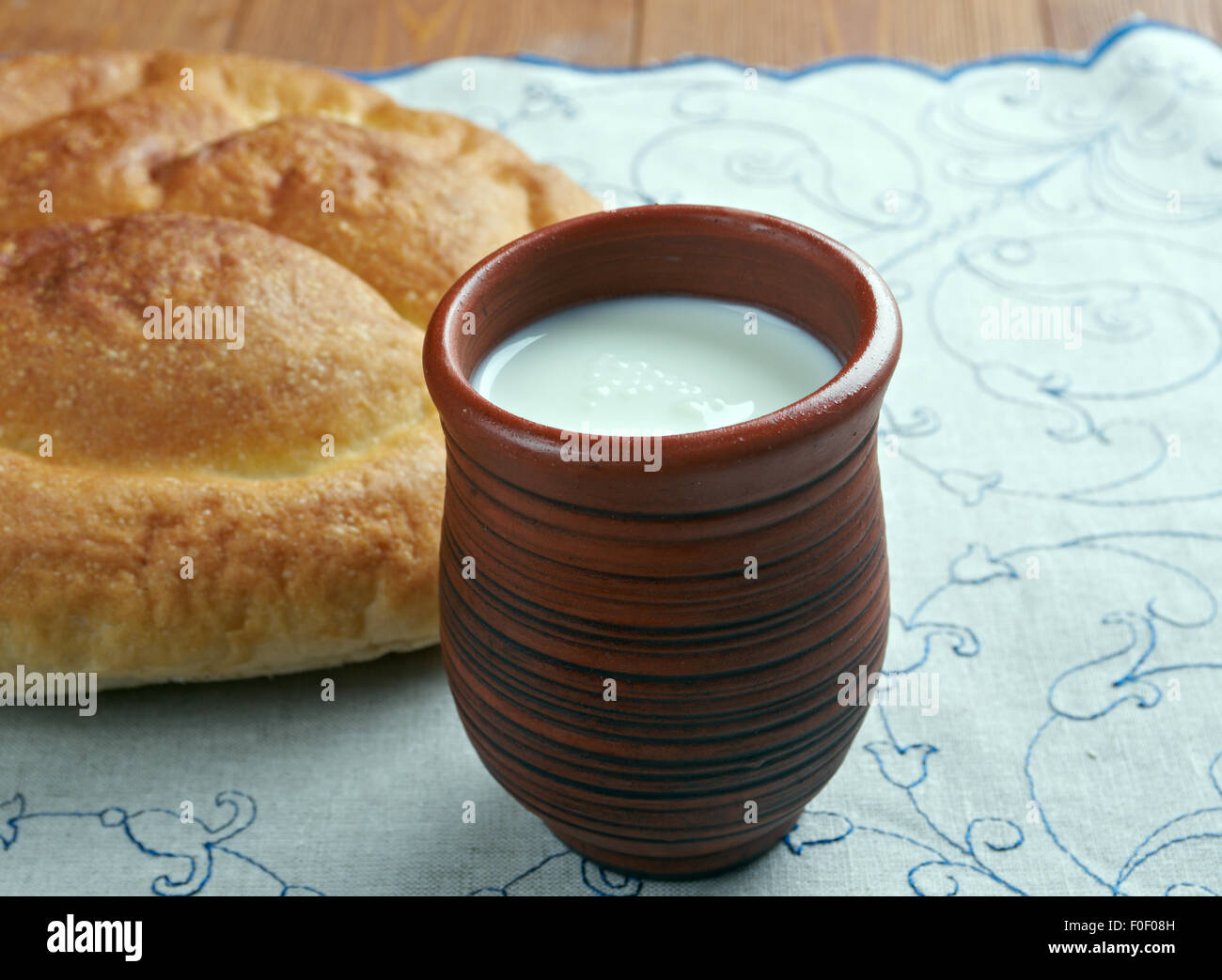 Kaymak creamy dairy product similar to clotted cream.in Central Asia, the Balkans, Turkic regions Stock Photo