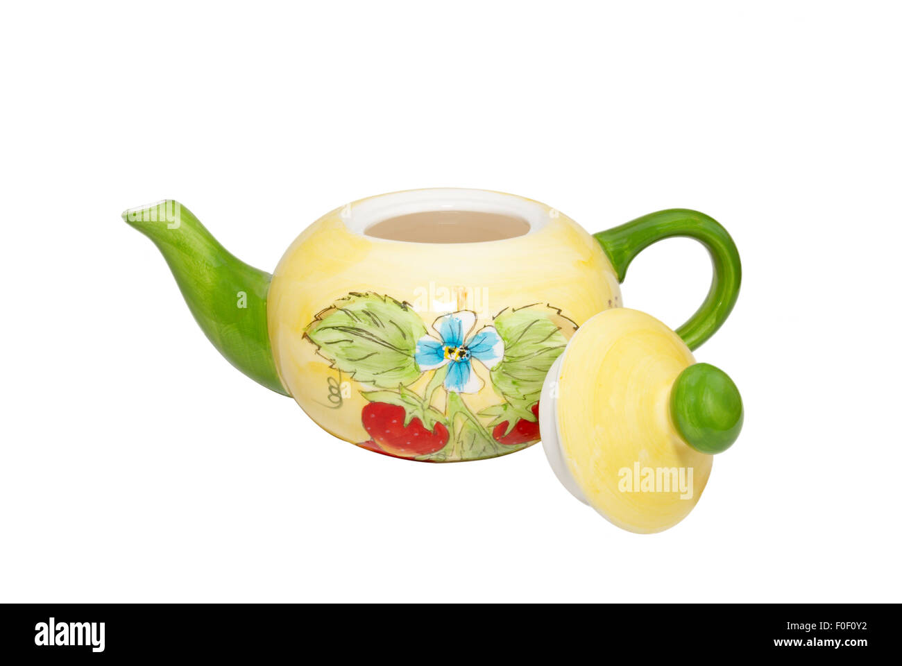 Color china teapot isolated on white Stock Photo Alamy