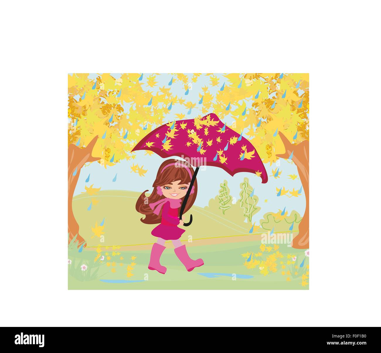girl walking in the rain Stock Vector Image & Art Alamy