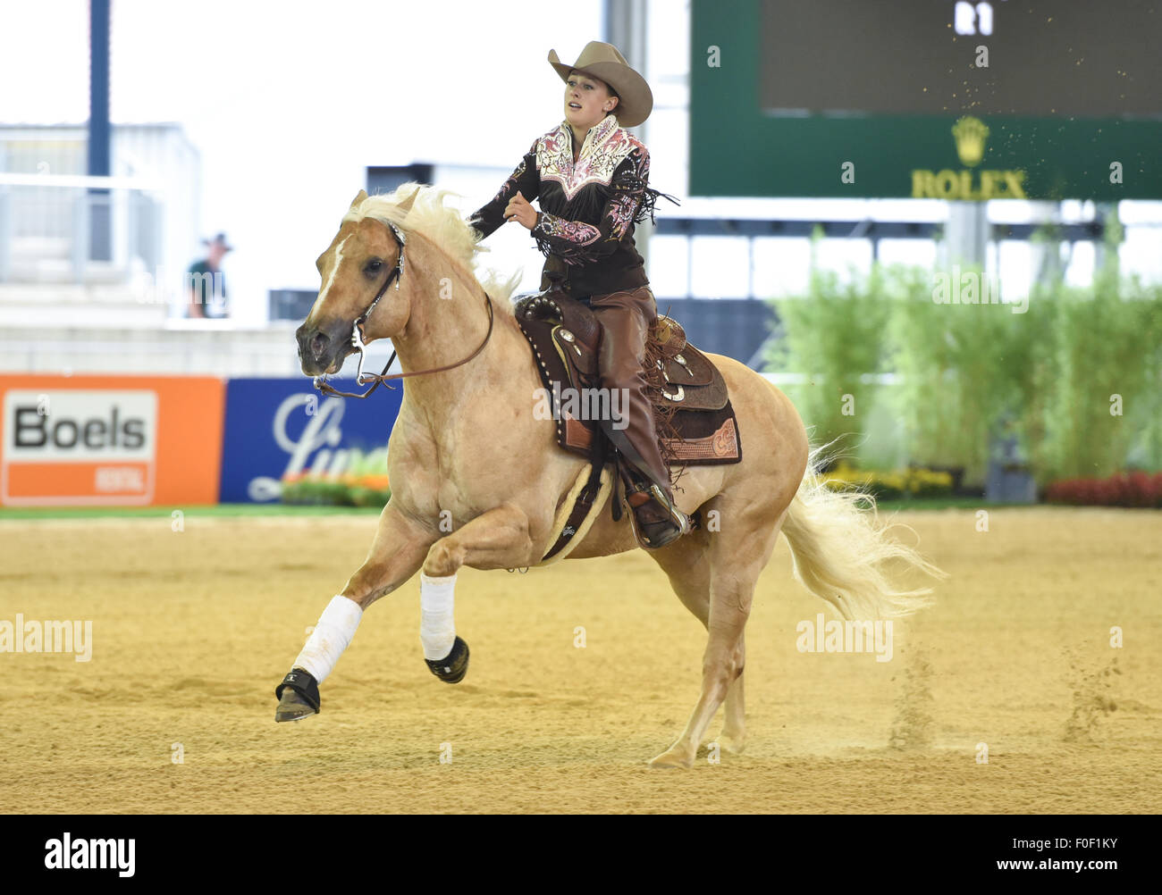 Aachen, Germany. 14th Aug, 2015. Gina Schumacher of Germany rides her