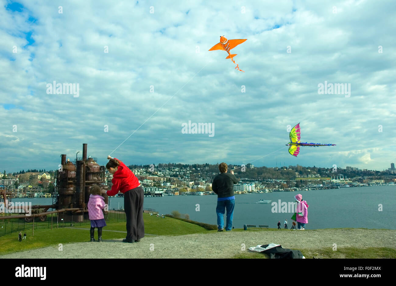 Kite flying, Gas Works Park, Seattle, Washington Stock Photo Alamy