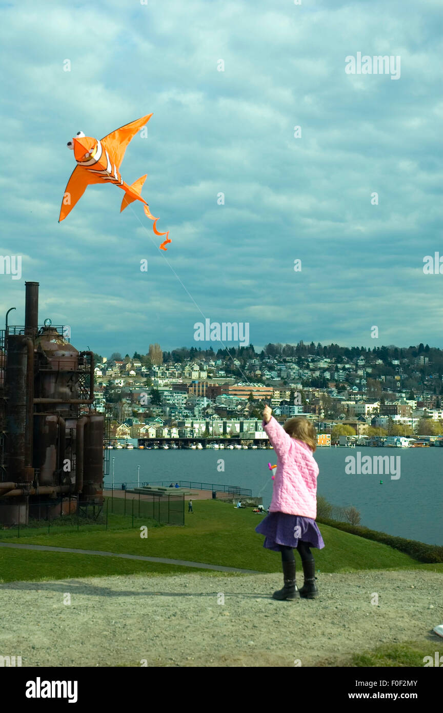 Kite flying, Gas Works Park, Seattle, Washington Stock Photo Alamy