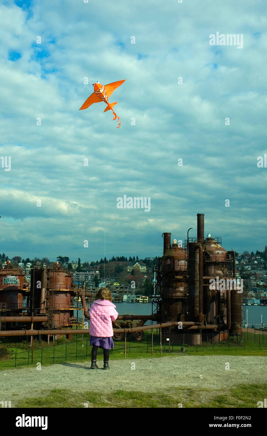 Kite flying, Gas Works Park, Seattle, Washington Stock Photo Alamy