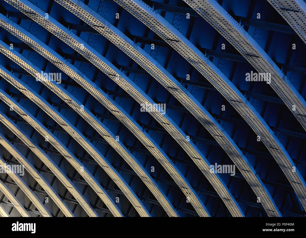 Arched bridge girders under Blackfriars Bridge, London. Stock Photo