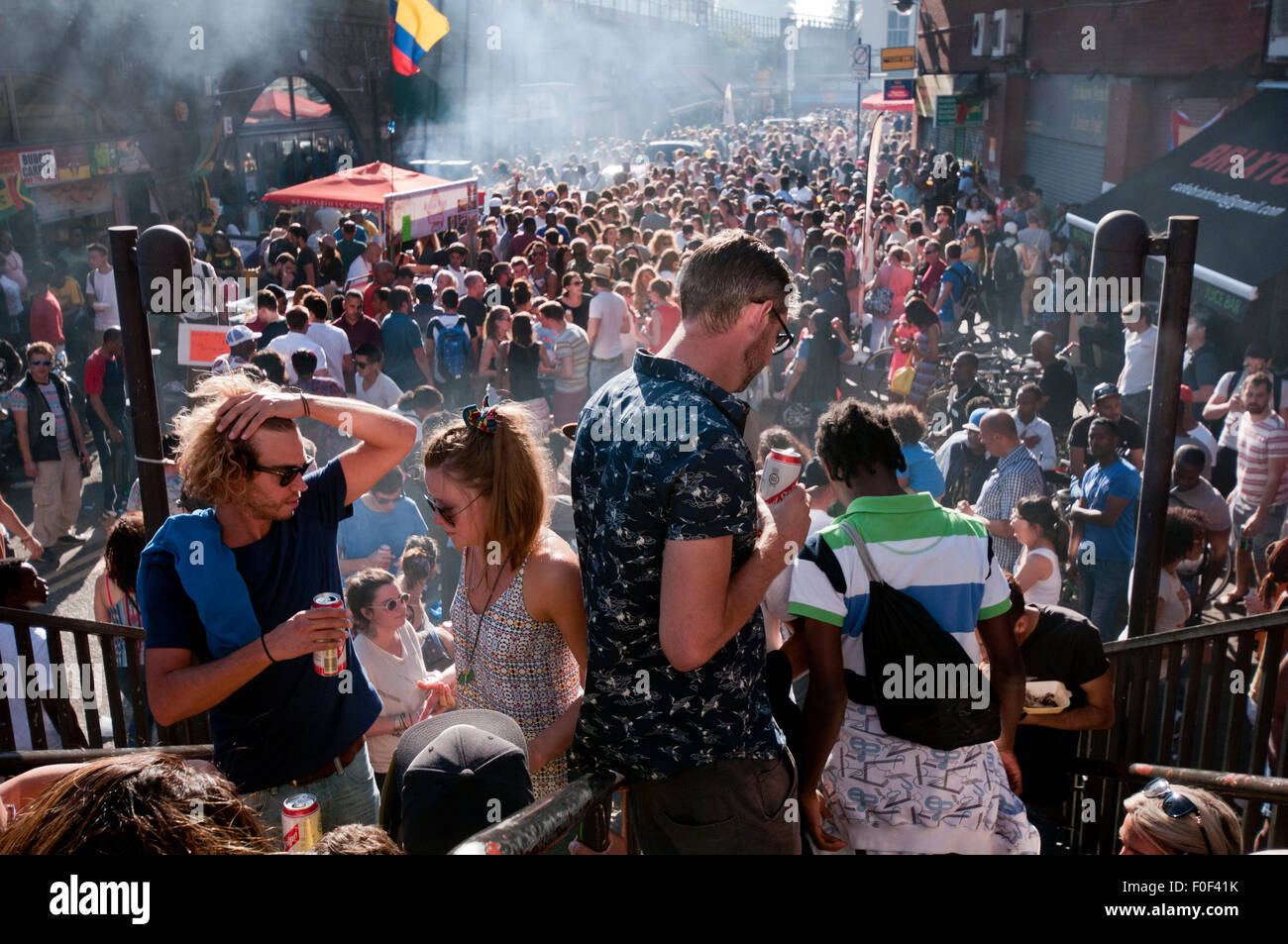 People celebrating at annual Brixton Big Splash festival Stock Photo