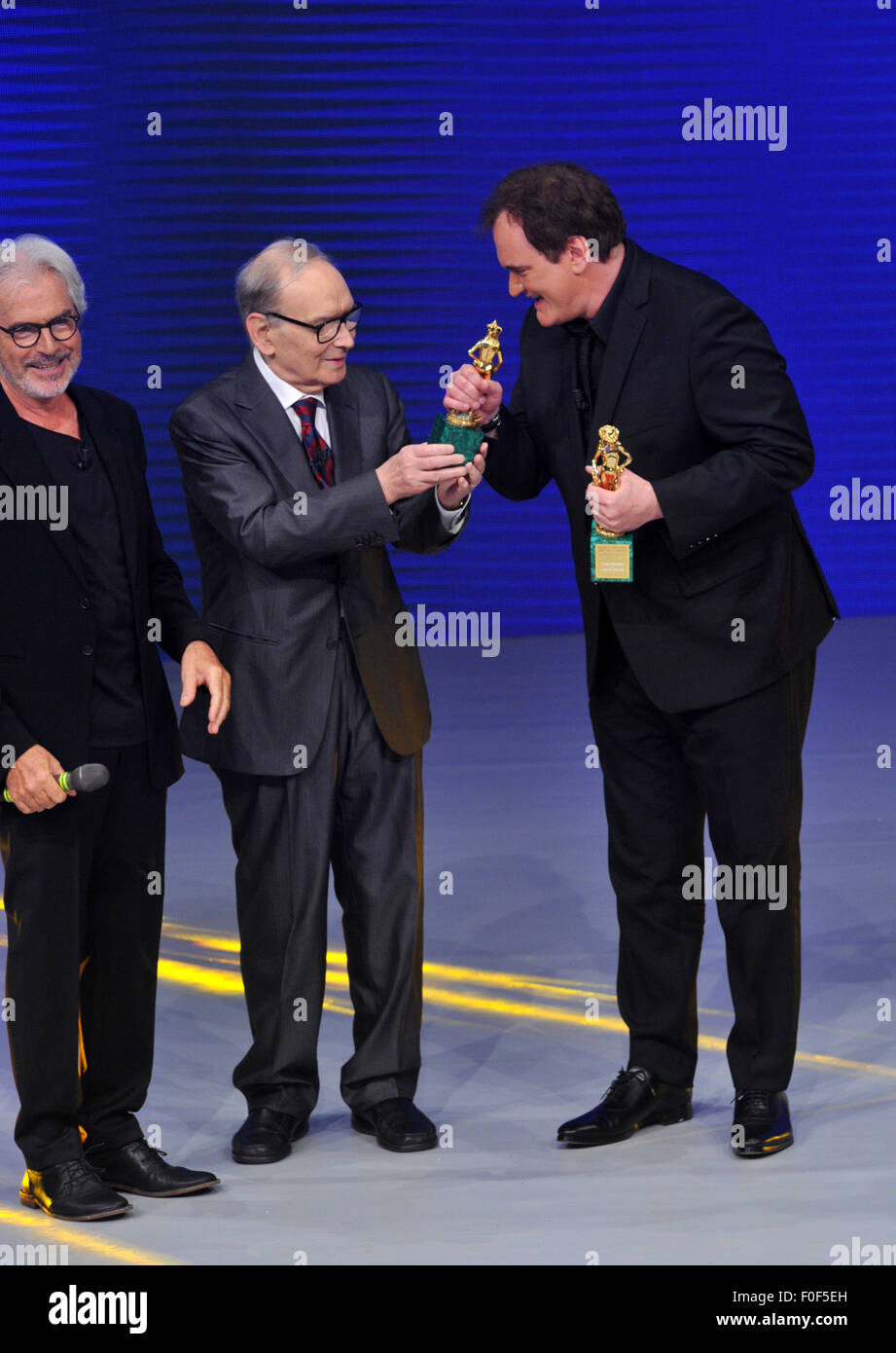 Quentin Tarantino attends the 2015 David di Donatello Awards  Featuring: Quentin Tarantino, Ennio Moricone, Tullio Solenghi Where: Rome, Italy When: 12 Jun 2015 C Stock Photo