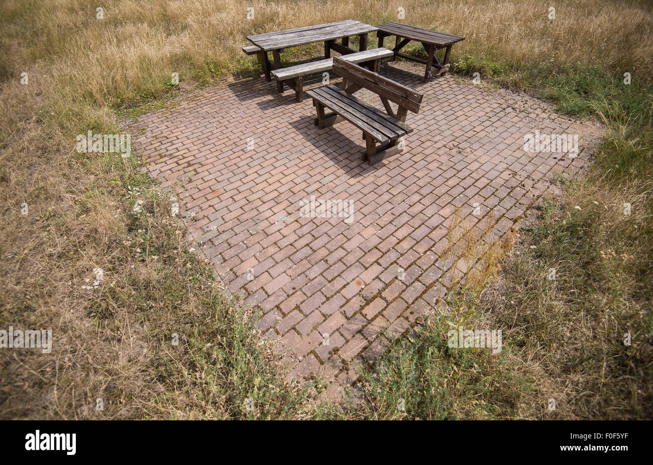 Bamberg, Germany. 14th Aug, 2015. A picnic table outside the "Warner Barracks" former US military base in Bamberg, Germany, 14 August 2015. The site is intended to become the second reception centre for asylum seekers from the Balkans. PHOTO: NICOLAS ARMER/DPA/Alamy Live News Stock Photo