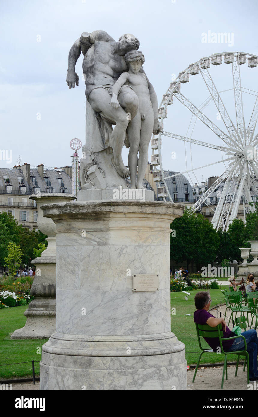 An images of the statue 'Le Serment de Spartacus' in the 'Jardin des Tuileries' in Paris. Stock Photo