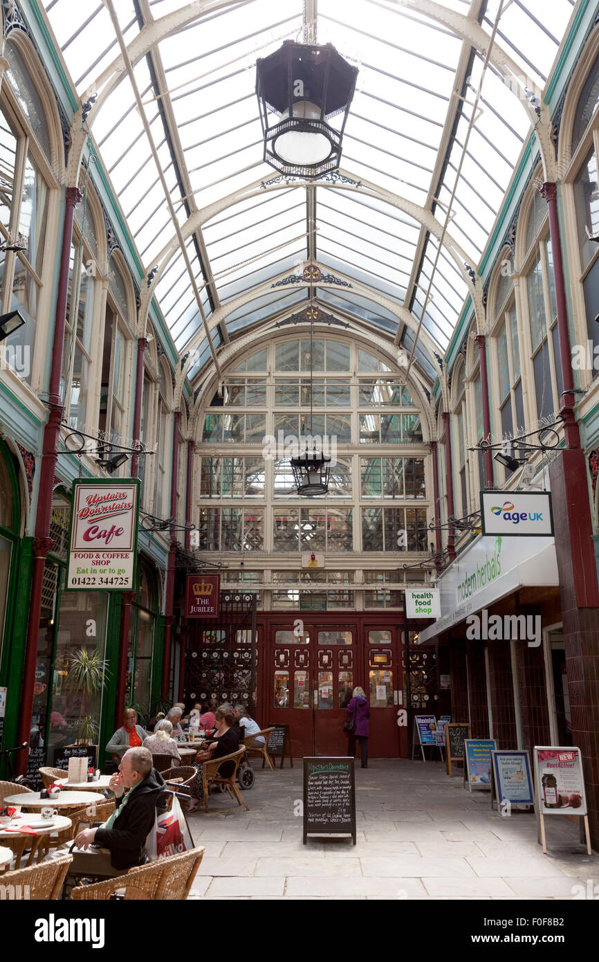 Entrance to the Borough Market, Halifax, West Yorkshire Stock Photo Alamy