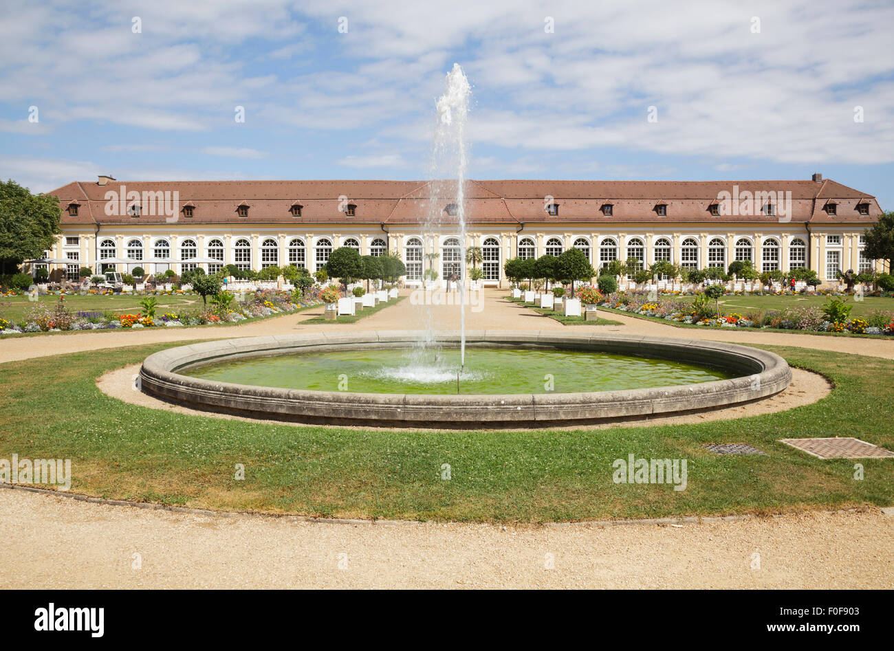 Orangery and courtyard garden, Ansbach, Bavaria, Germany Stock Photo