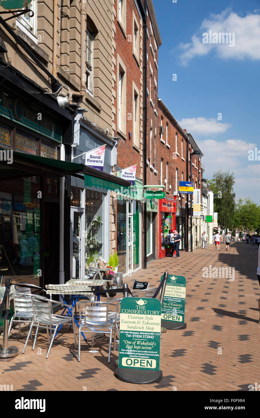 Pedestrianised area in Westgate, Wakefield, West Yorkshire Stock Photo