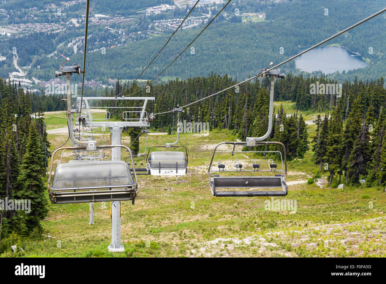 View descending Blackcomb Mountain in summer on the Solar Coaster