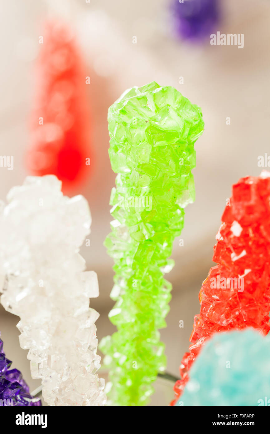 Sweet Sugary Multi Colored Rock Candy Ready to Eat Stock Photo