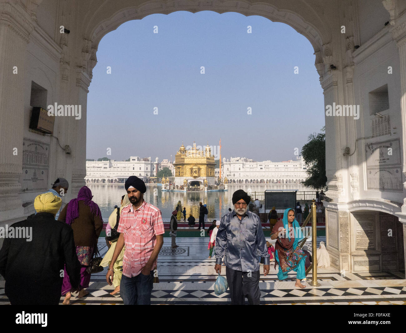 Amritsar, Punjab, India. view of the Golden Temple across the lake. Stock Photo