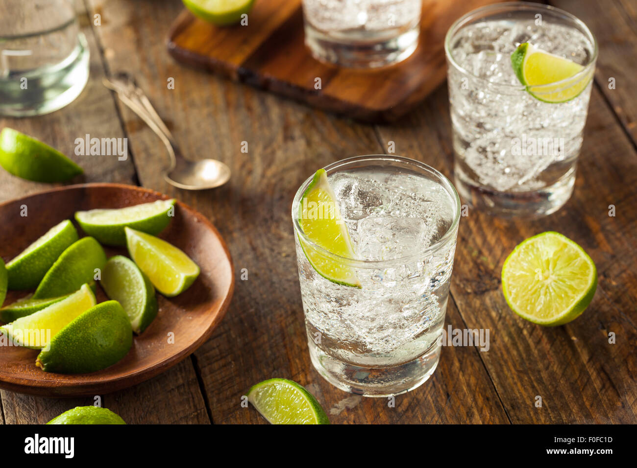 Alcoholic Gin and Tonic with a Lime Garnish Stock Photo Alamy