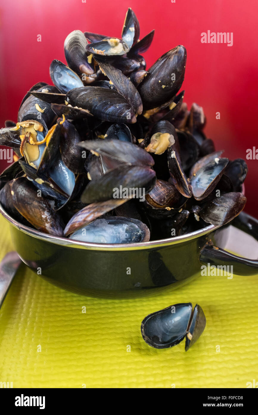 Restaurant empty shell french france red yellow pile cook hires stock