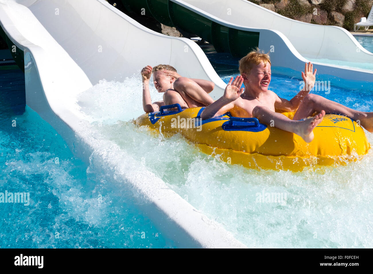 Water slide at a holiday park Stock Photo