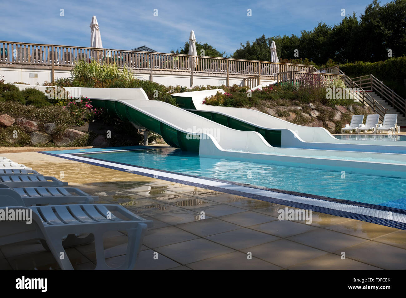 Water slide at a holiday park Stock Photo