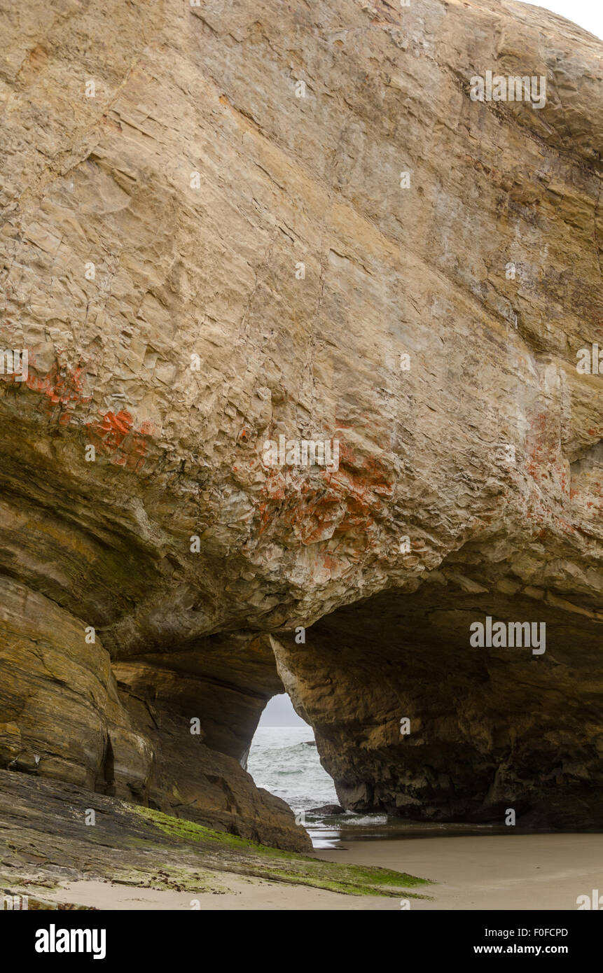 A sea cave at Devil's Punchbowl park, Oregon Coast, USA. Stock Photo