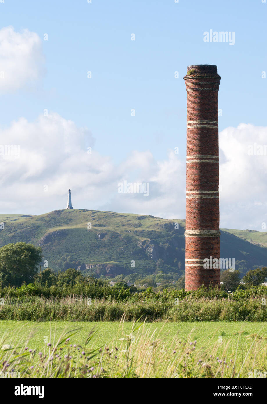 Old brickworks chimney, Sandhall, and Hoad Hill Monument Ulverston