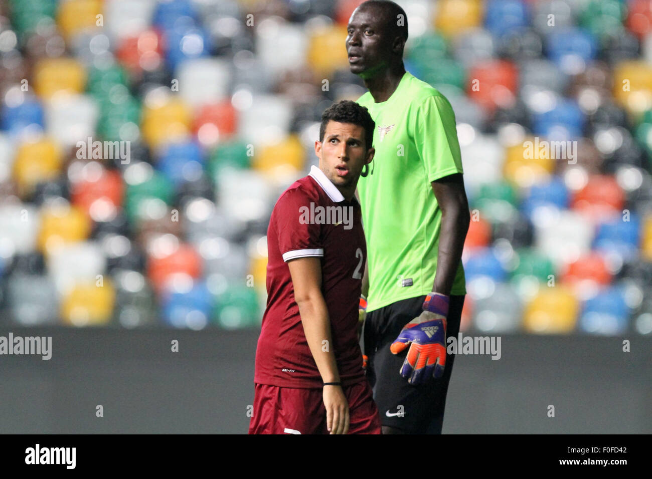 Udine, Italy. 13th August, 2015. ElJaish's goalkeeper Ahmed Soufiane