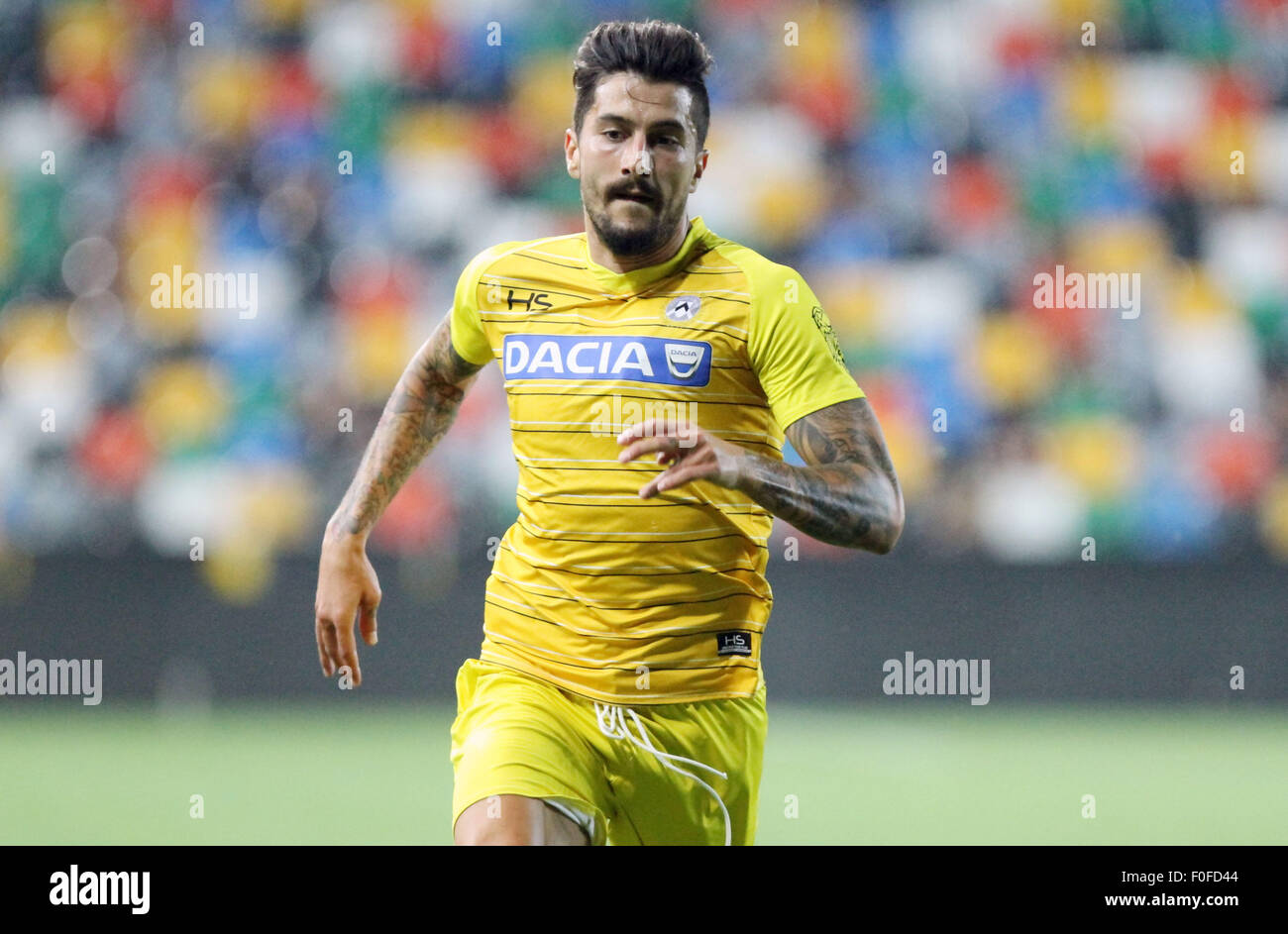 Udine, Italy. 13th August, 2015. Udinese's midfielder Panagiotis Giorgios Kone during the friendly pre-season football match Udinese Calcio v El-Jaish Sports Club on 13th August, 2015 at Friuli Stadium in Udine, Italy. Credit:  Andrea Spinelli/Alamy Live News Stock Photo
