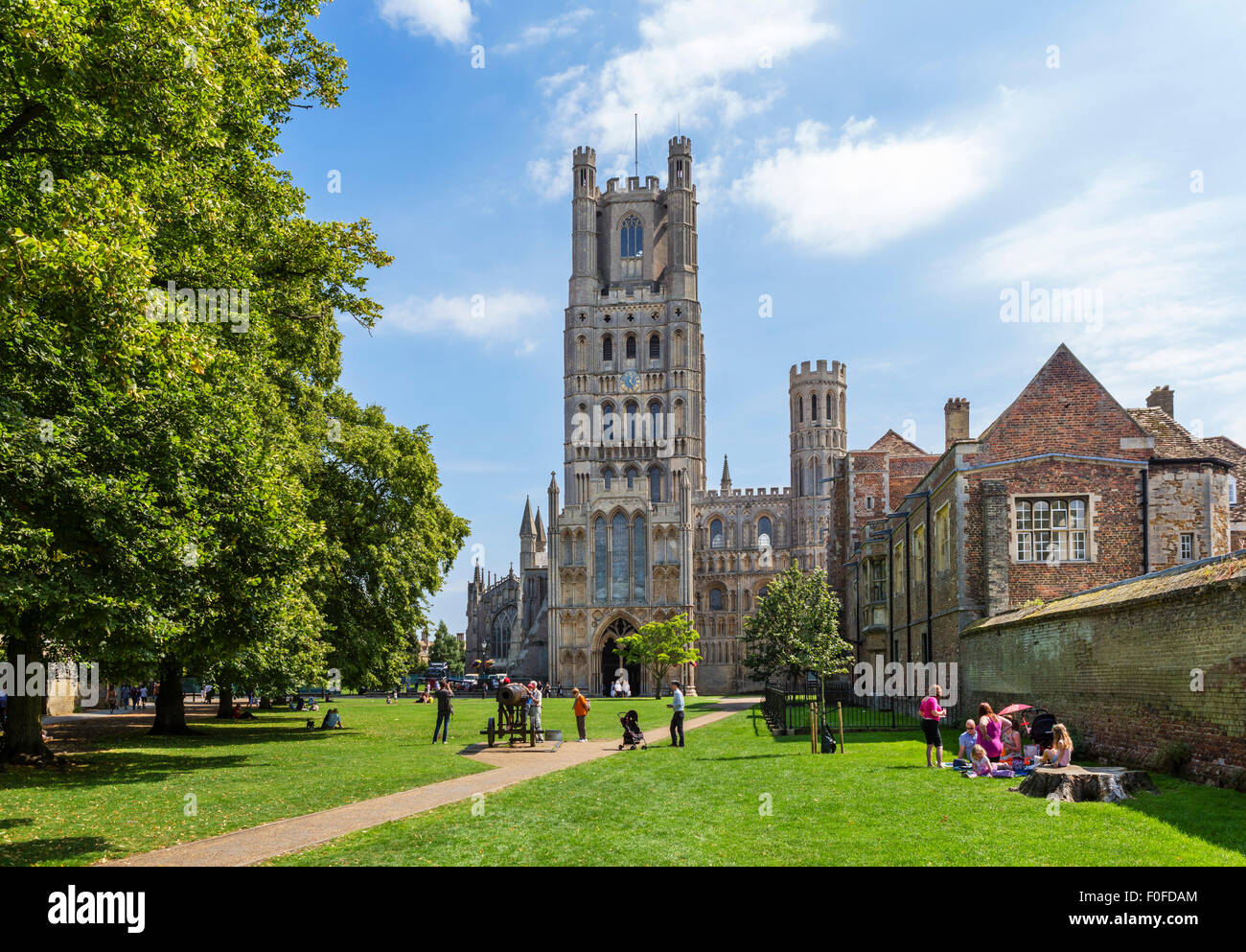 Ely Cathedral from Palace Green, Ely, Cambridgeshire, England, UK Stock Photo
