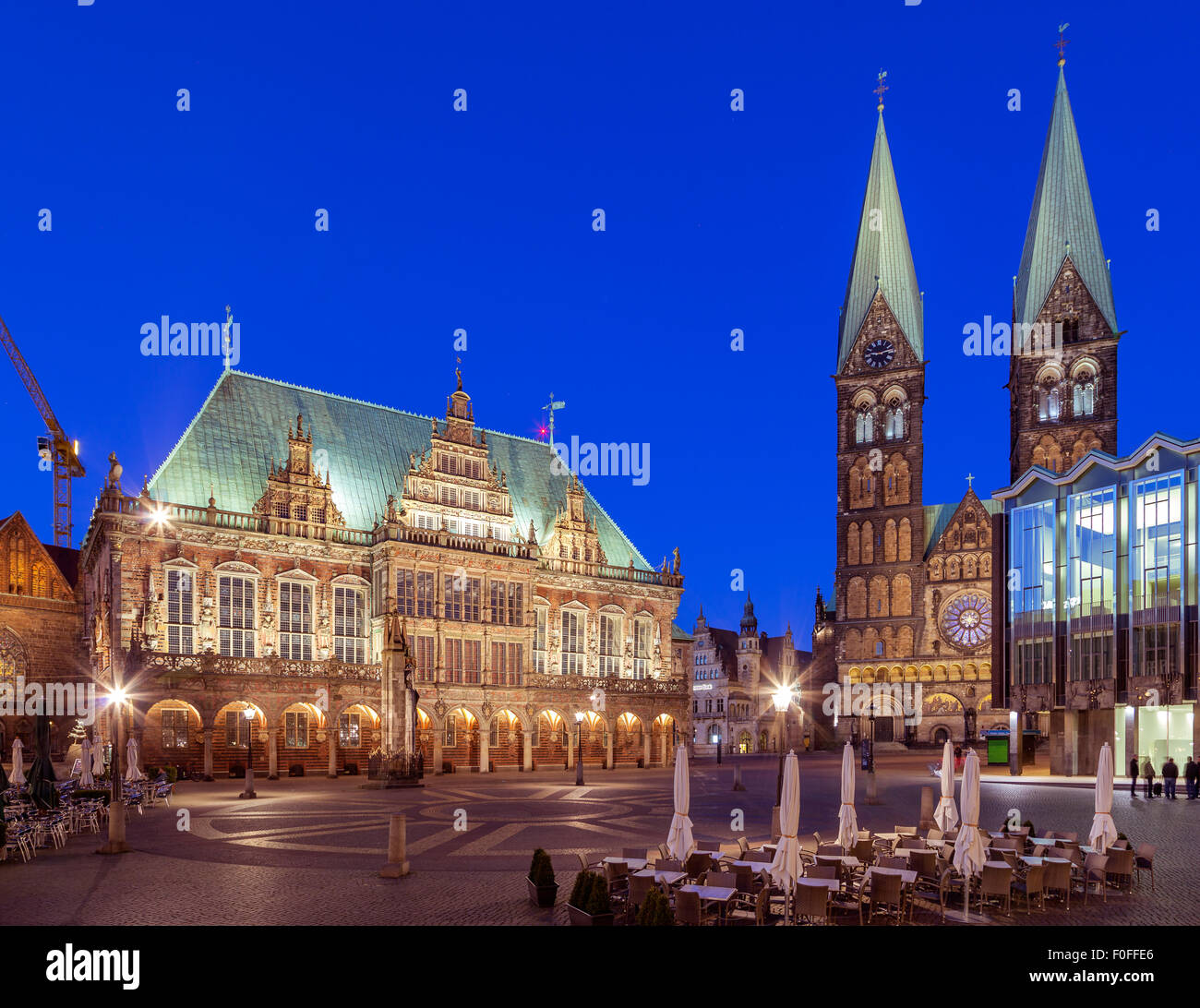Bremen Market Square  is  regarded as one of the most beautiful Market Squares in Germany. Roland  and  Town hall are belonging Stock Photo
