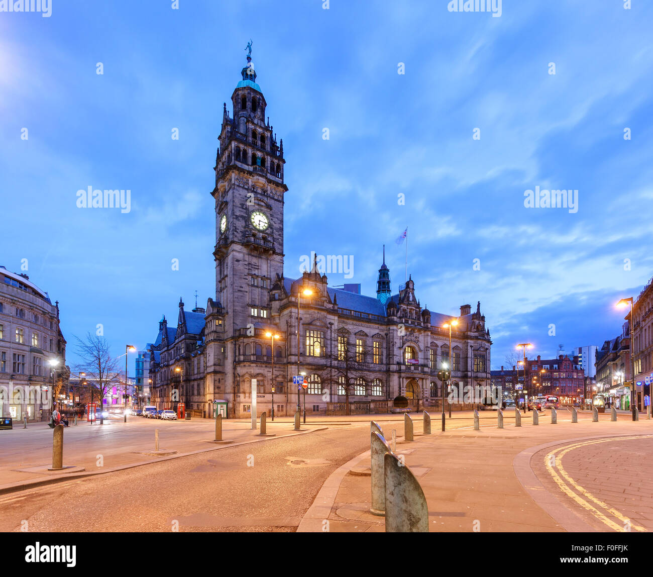 Sheffield Town Hall is a building in the City of Sheffield, England. Stock Photo