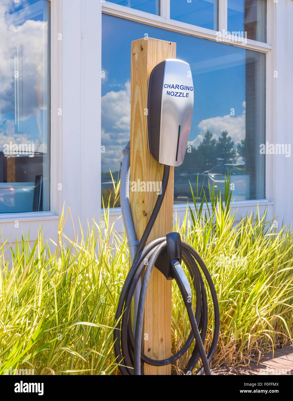 Side view of an electric car charging station Stock Photo Alamy
