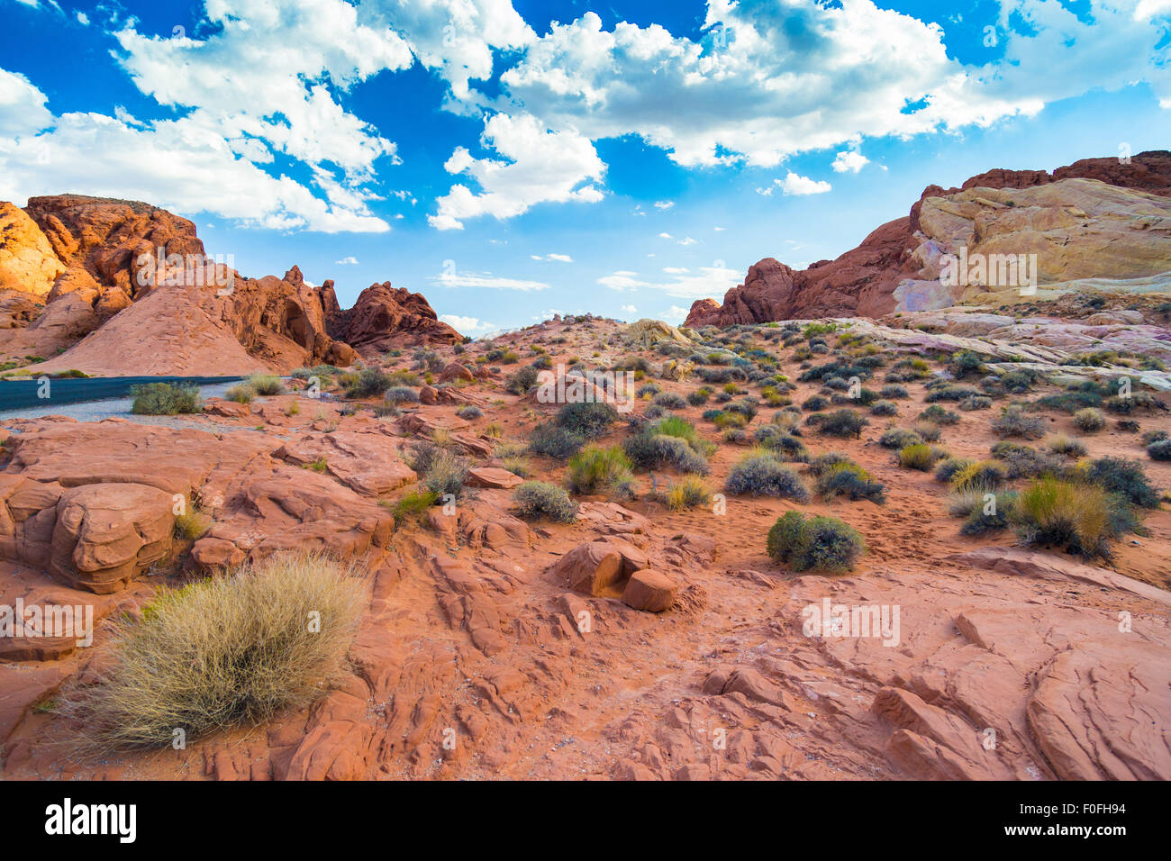 Red Rock Landscape in Valley of Fire State Park, Nevada, USA Stock Photo