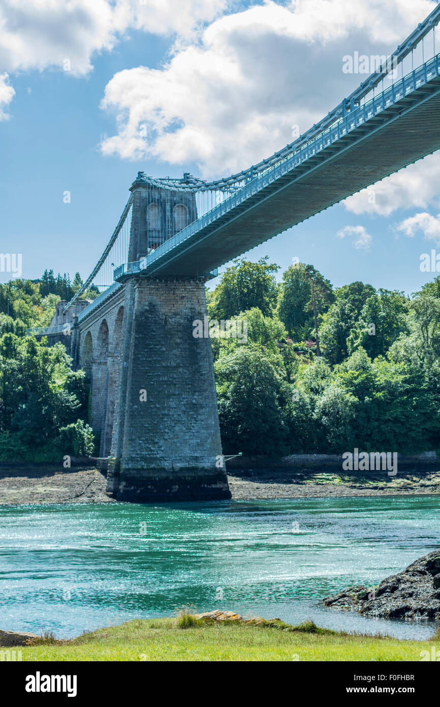 View of the Menai Bridge , Anglesey, North Wales, UK taken on the 8th August 2015. Stock Photo