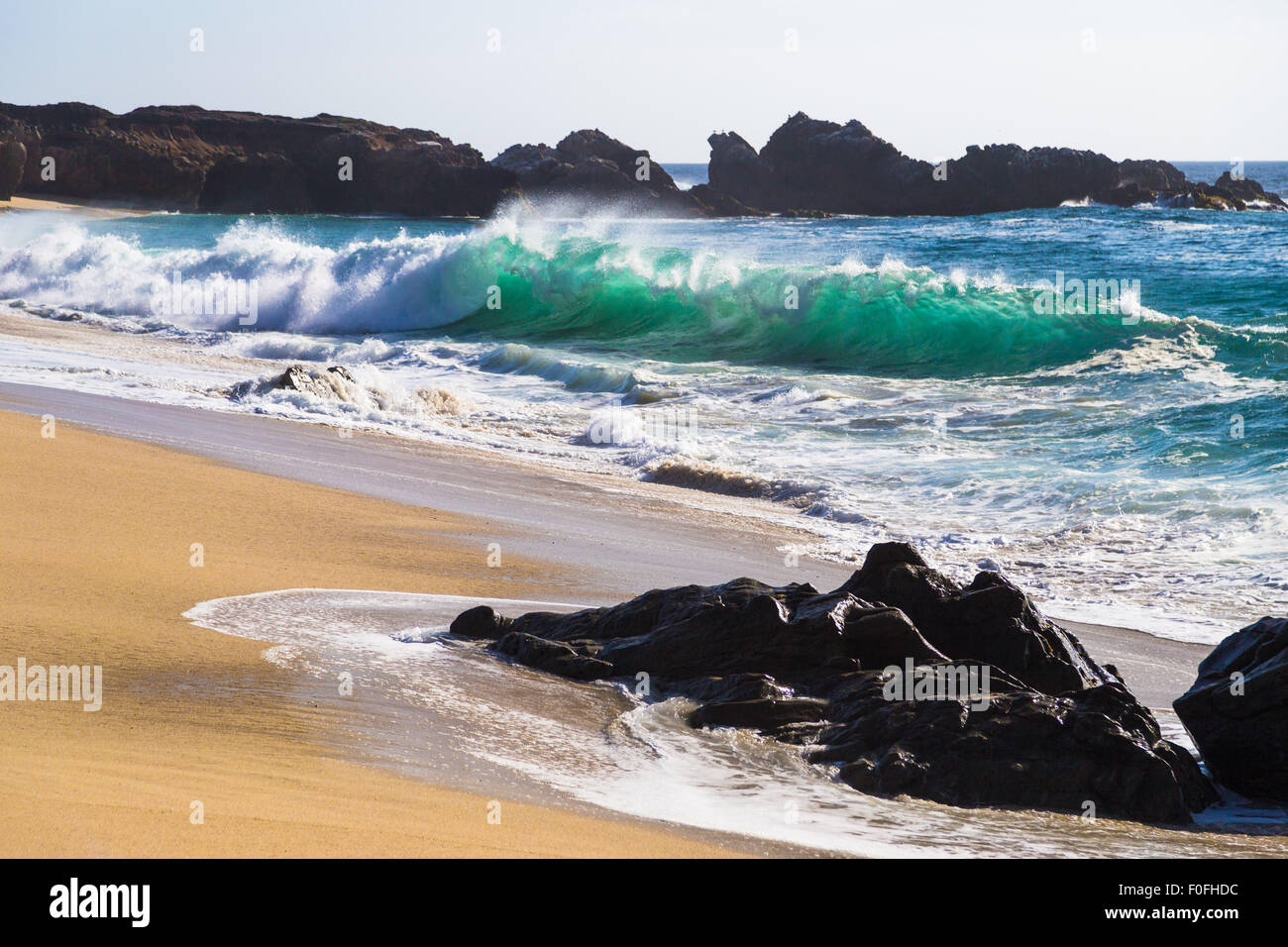 Huge Ocean Waves in Garrapata State Beach in Big Sur, California Stock Photo