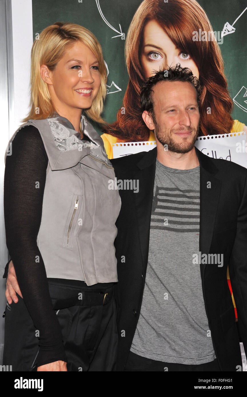 LOS ANGELES, CA - SEPTEMBER 13, 2010: Jenna Elfman & husband Bodhi Elfman at the premiere of 'Easy A' at Grauman's Chinese Theatre, Hollywood. Stock Photo