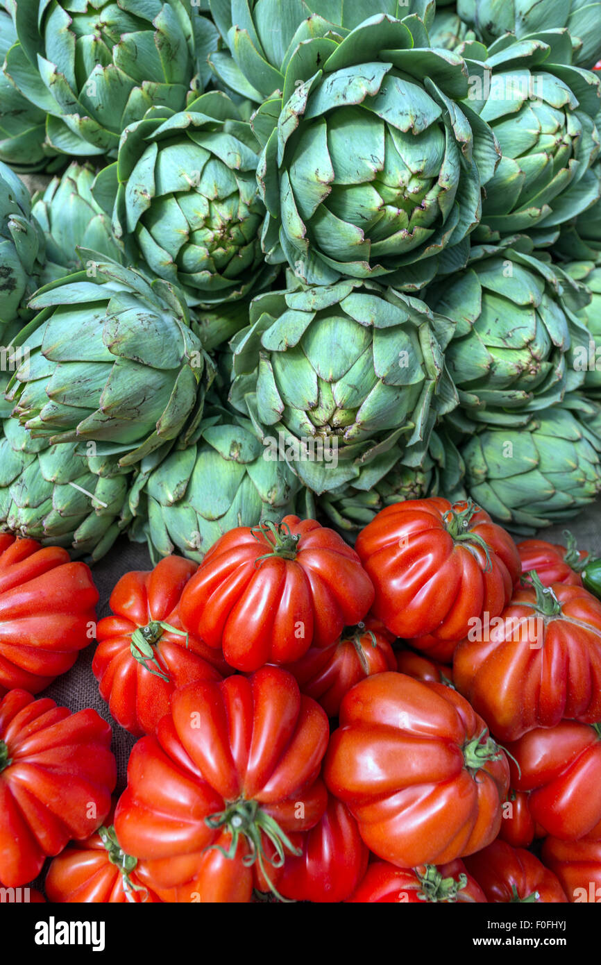 vegetables and fruits at a Saturday market in Beaune, Dordogne, France