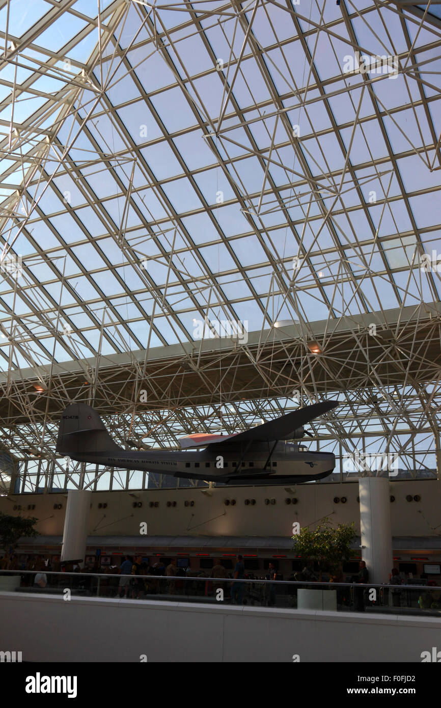 Replica Martin M-130 'China Clipper' flying boat in Baltimore–Washington International Airport ( BWI ), Maryland, USA Stock Photo