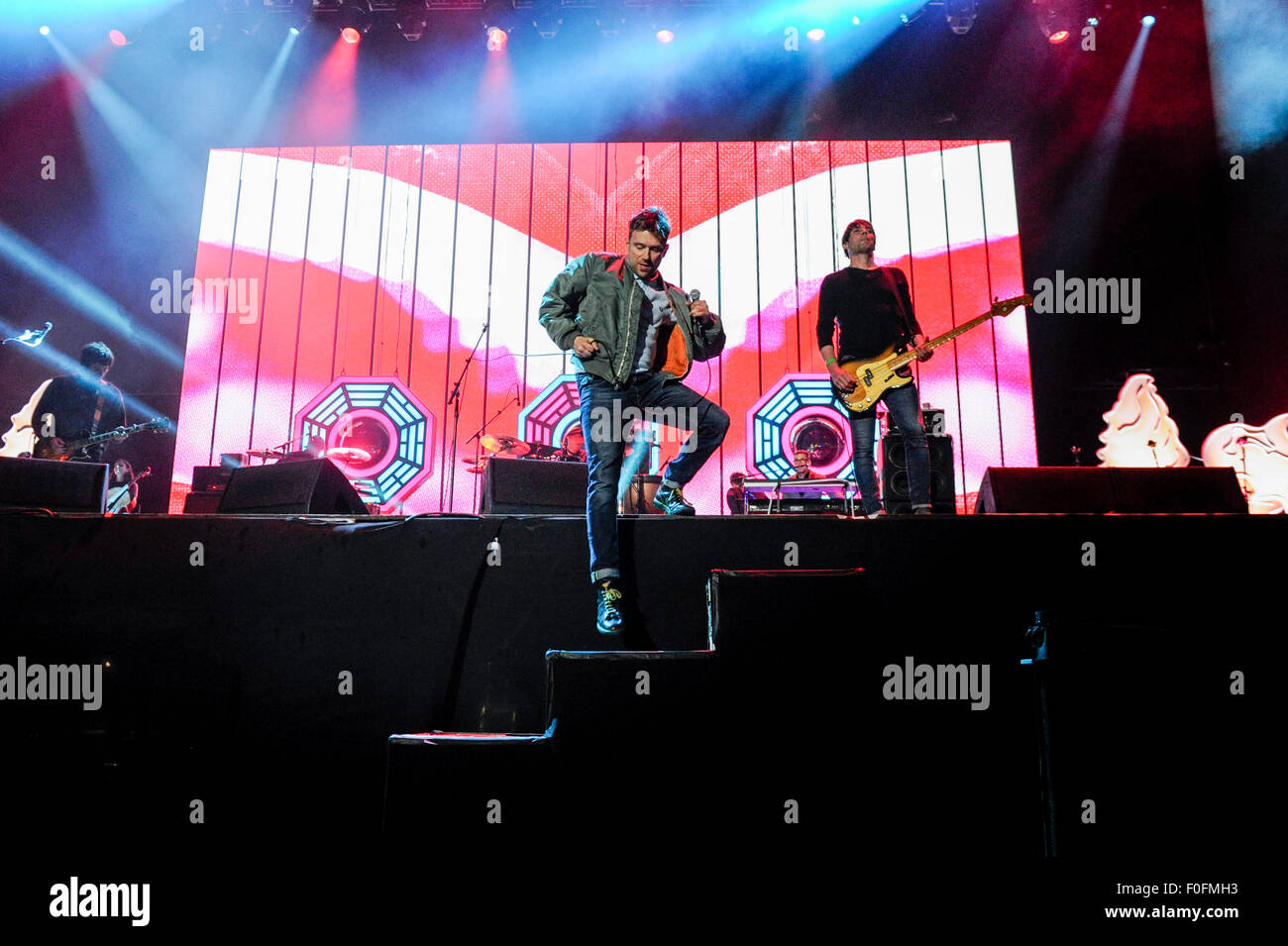 Blur headline the Isle of Wight Festival on Saturday  Featuring: Blur, Damon Albarn, Dave Rowntree, Graham Coxon, Alex James Where: Isle Of Wight, United Kingdom When: 14 Jun 2015 Stock Photo