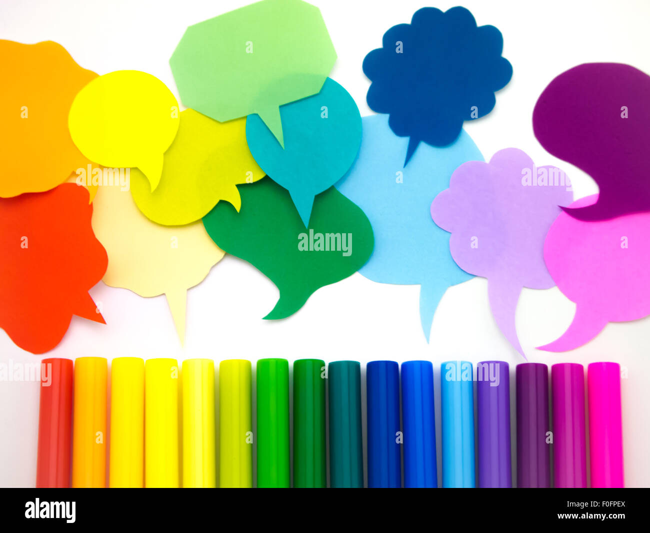 Colorful balloons and bubbles; you can write words on it Stock Photo