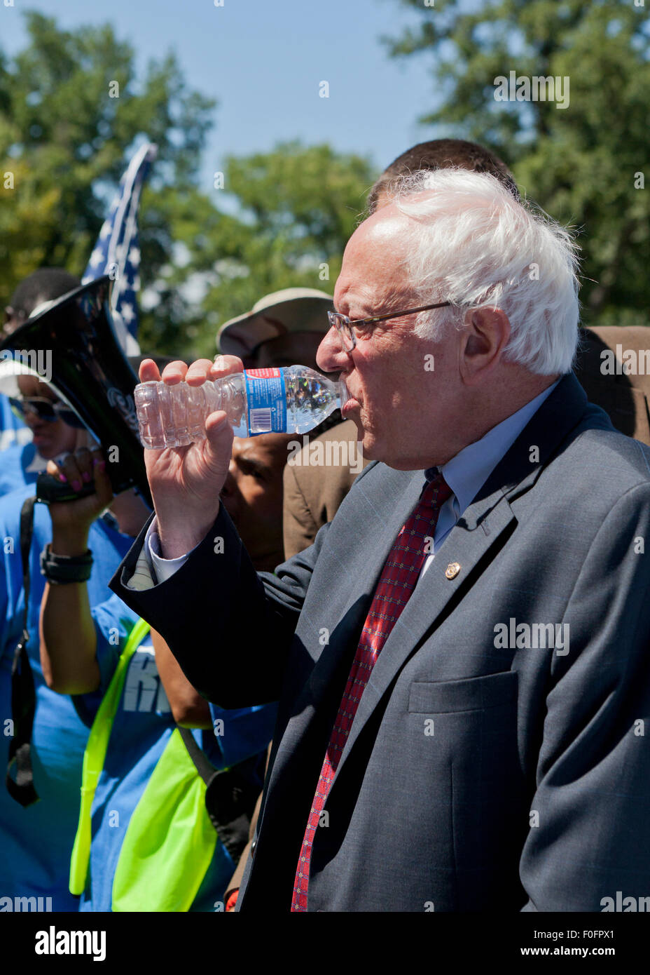 US Senator Bernie Sanders (I-VT) drinking water from bottle  - Washington, DC USA Stock Photo