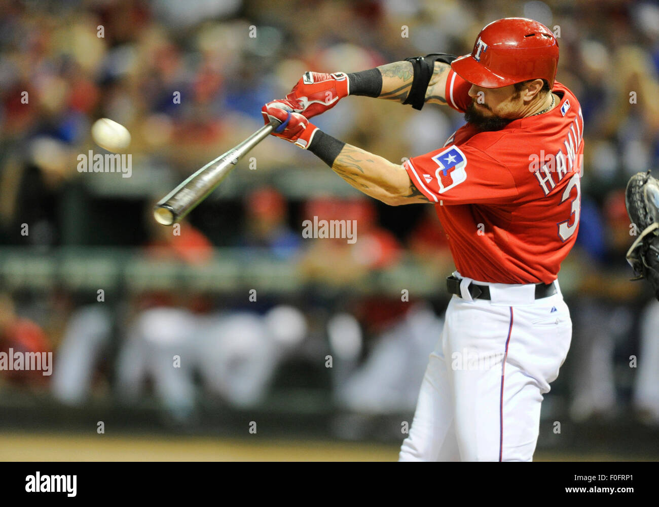 Arlington, Texas, USA. 14th Aug, 2015. Texas Rangers left fielder Josh ...