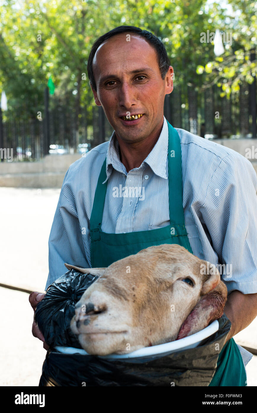 Sheep heads are popular in Uzbekistan. Stock Photo