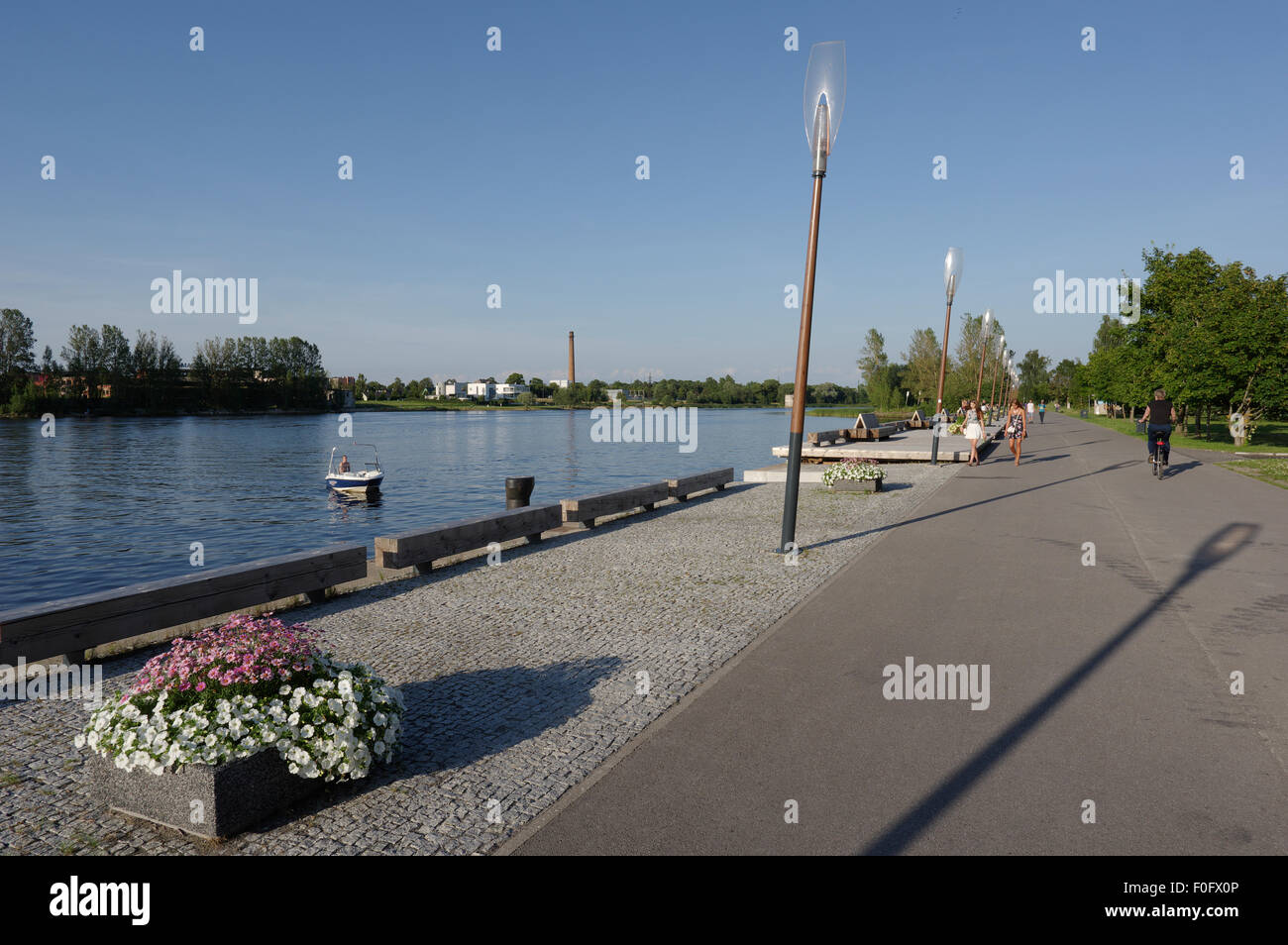 Promenade along the river Pärnu. Estonia 11th August 2015 Stock Photo