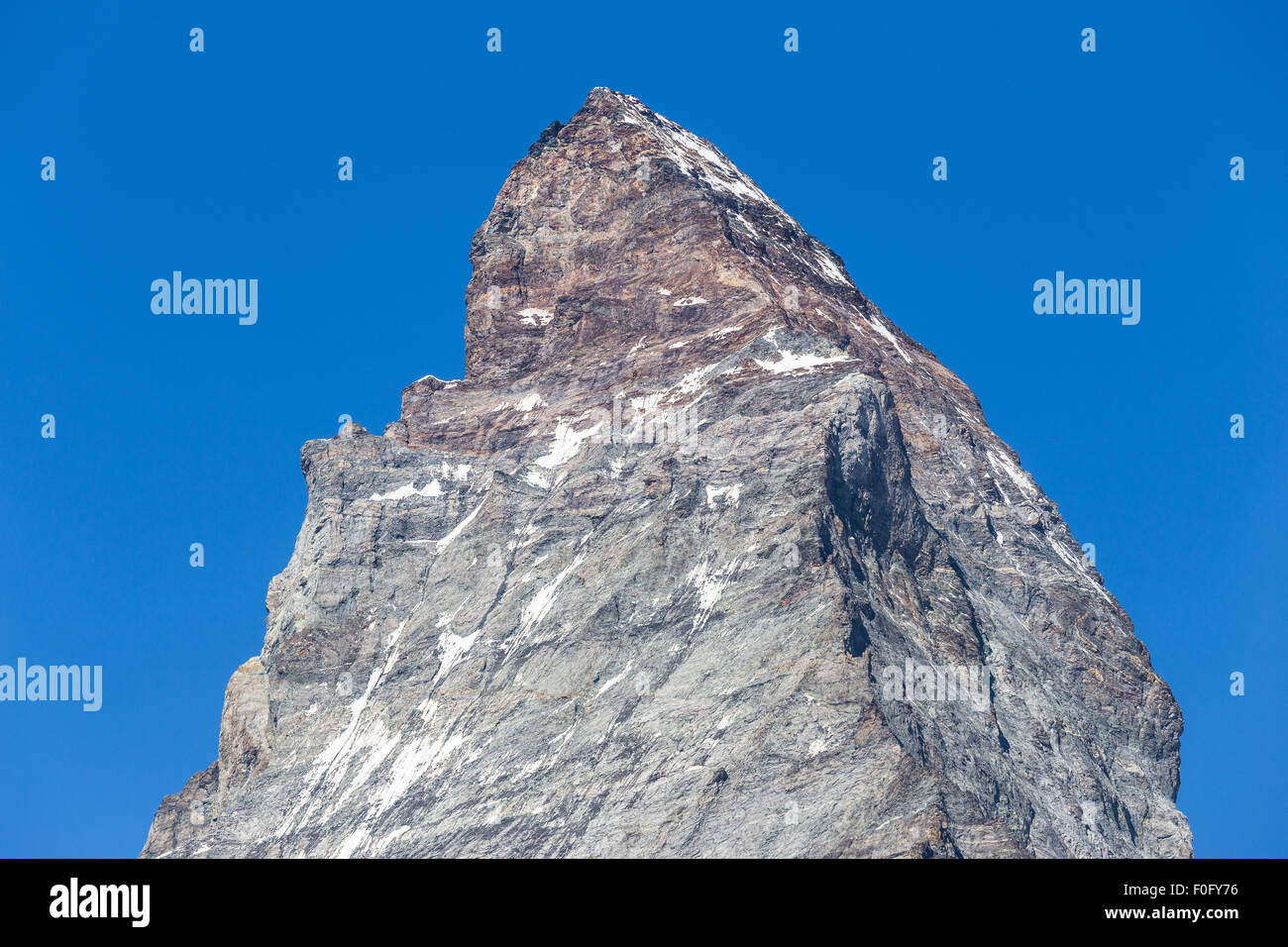 Matterhorn (Cervino) mountain peak, east/north walls. Swiss Alps. Europe. Stock Photo