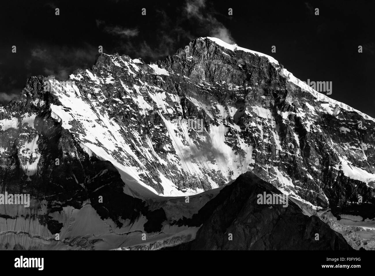 Mount Jungfrau. Bernese Alps. Swiss Alps. Stock Photo
