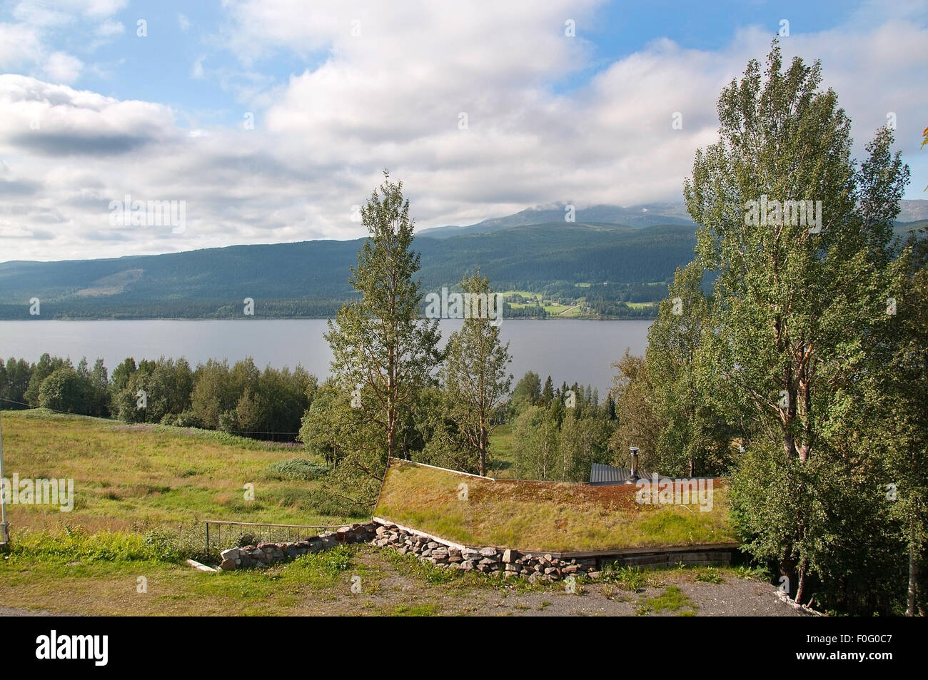 Swedish scenery. Scenic landscape near Ostersund in Northern Sweden on an overcast day. Stock Photo