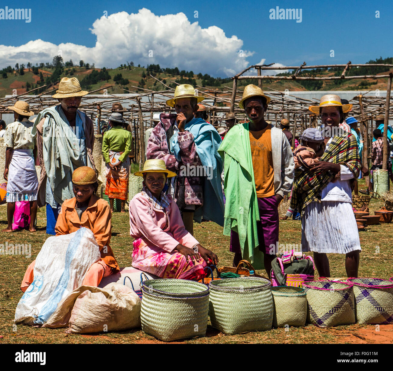 Local malagasy traditional market highlands Madagascar Stock Photo