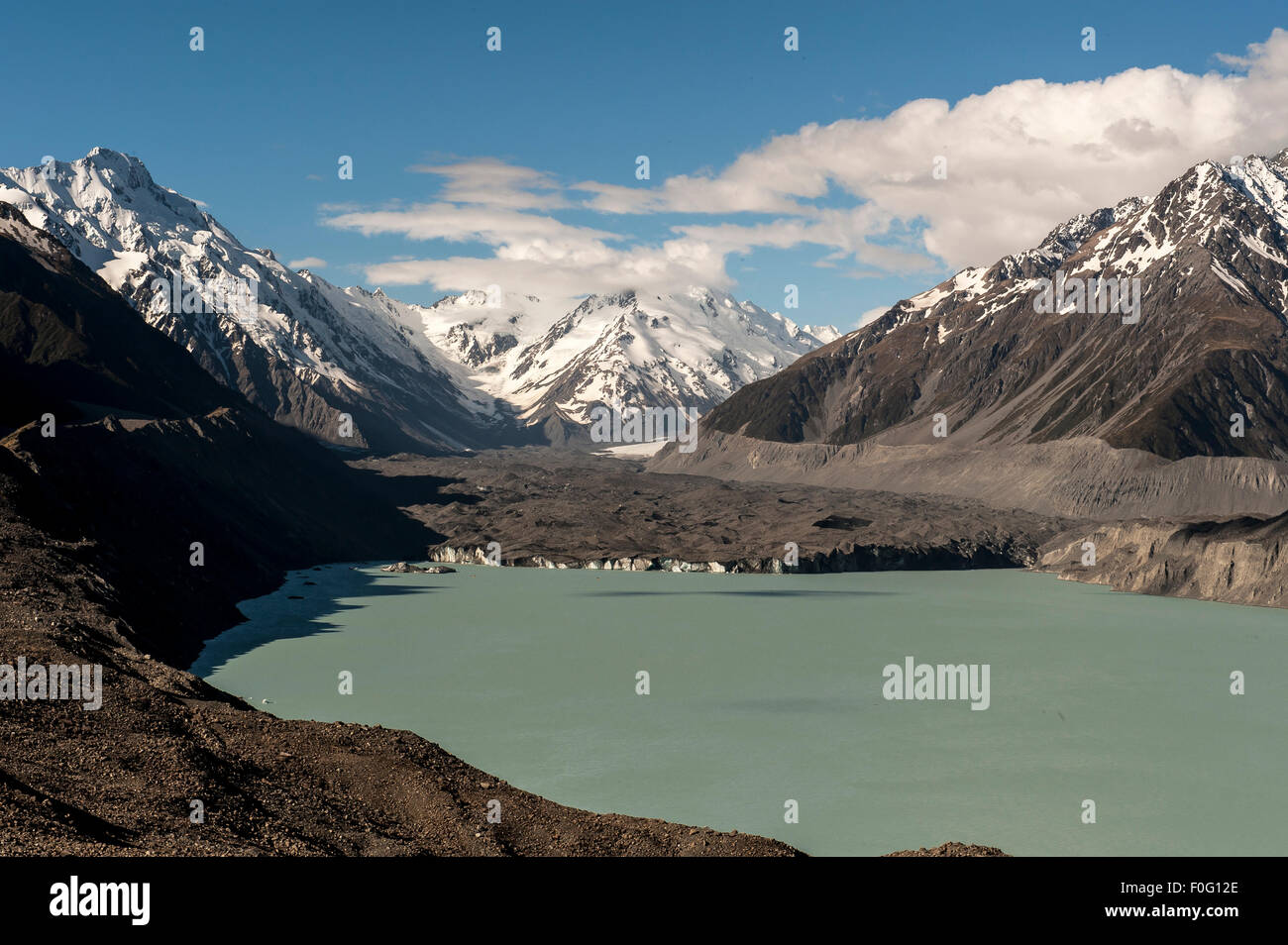 Mountains and glacier lagoon Mount Cook National Park South island New Zealand Stock Photo