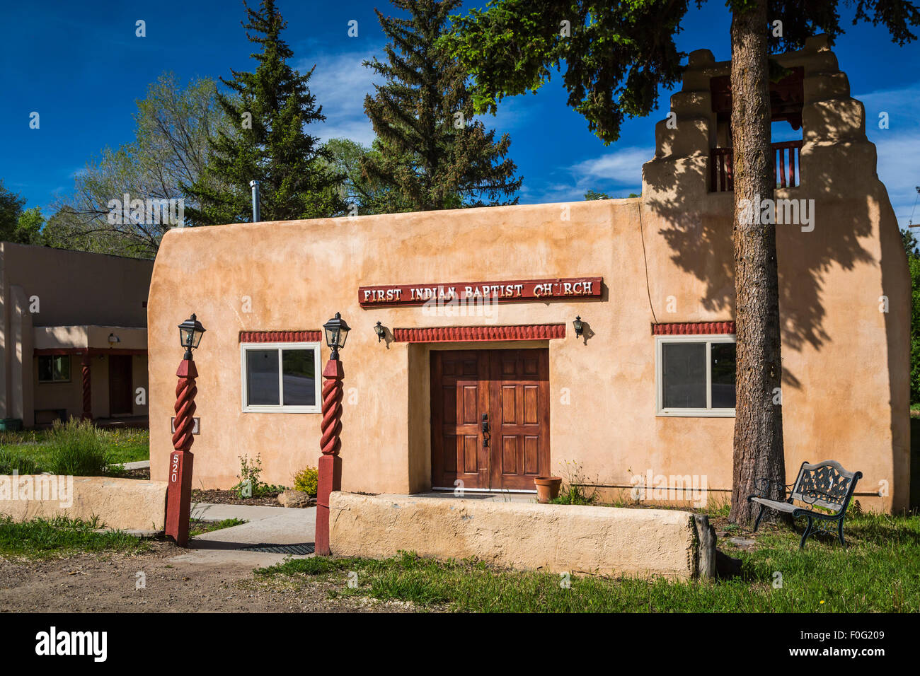 The First Indian Baptist Church in Taos, New Mexico, USA Stock Photo