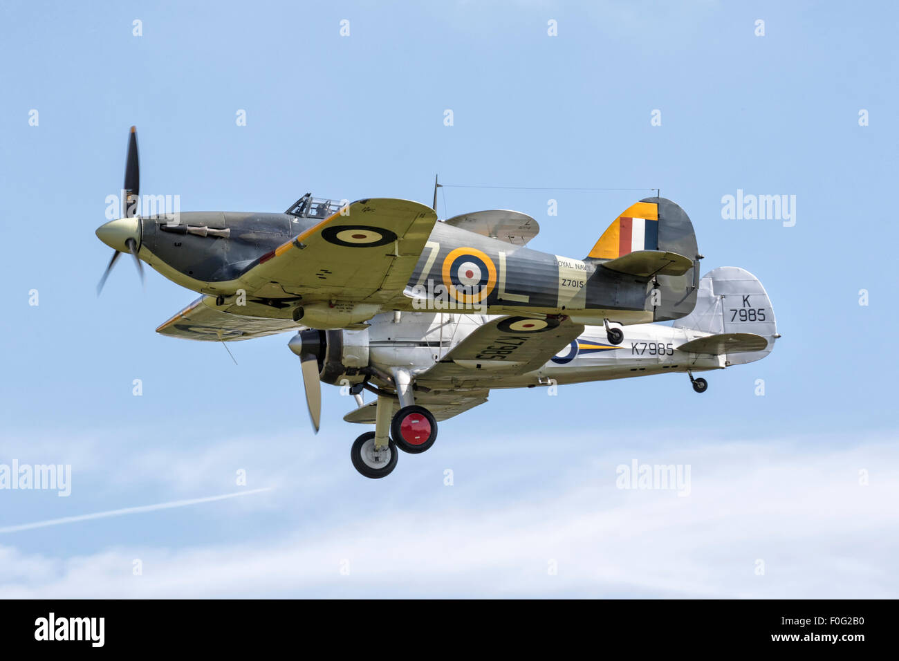 A Sea Hurricane in formation with a Gloster Gladiator Stock Photo
