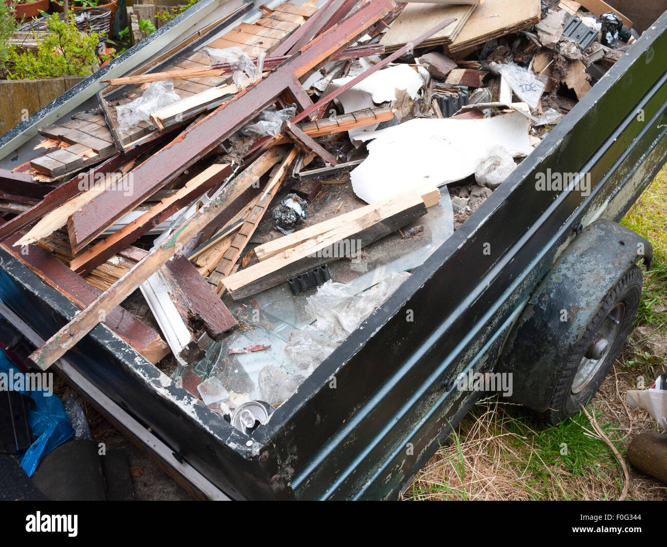 Trailer full of rubbish ready for the tip. England UK Stock Photo